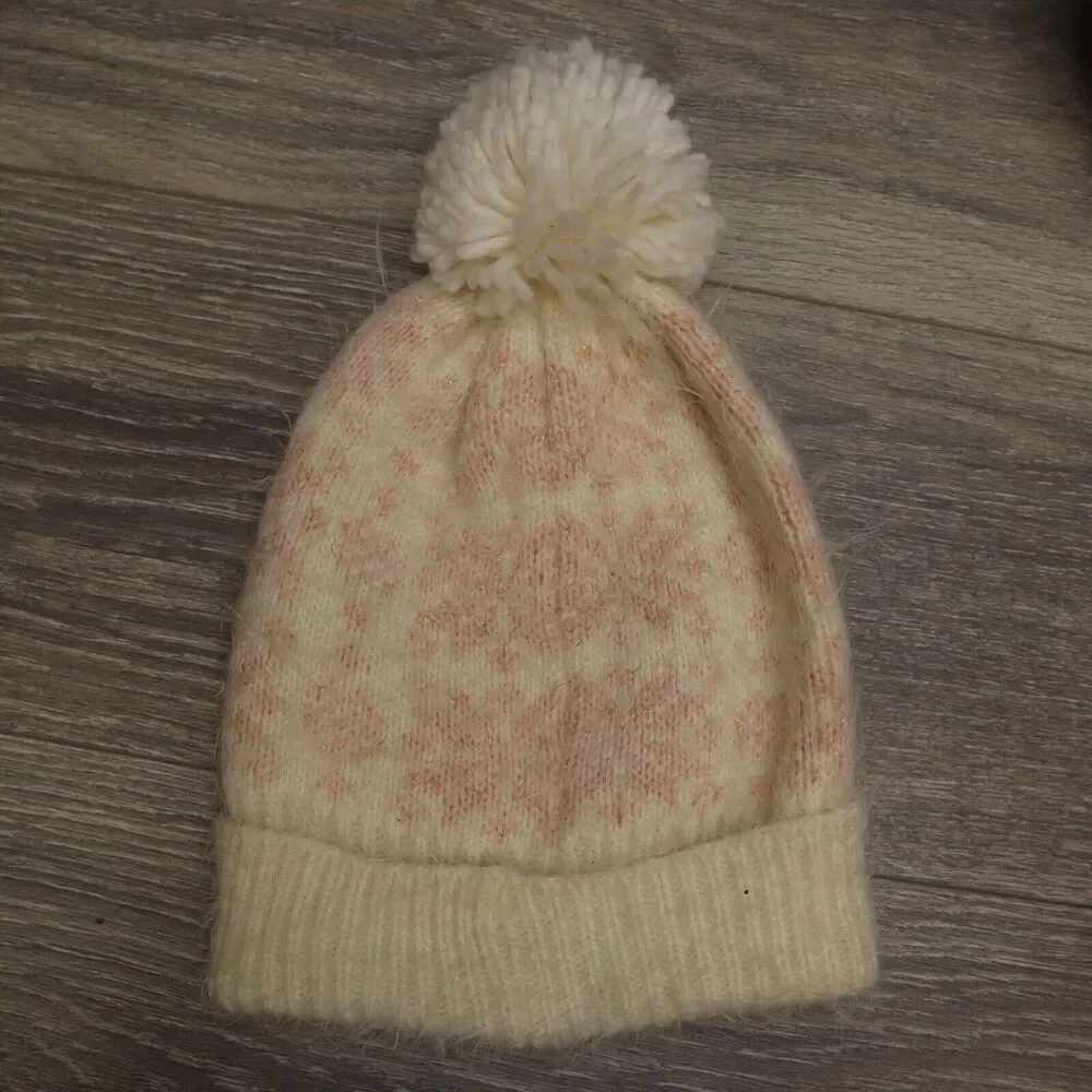 Gold Medal International Beanie Stocking Cap Pom Pom Hat Womens One Size Ivory